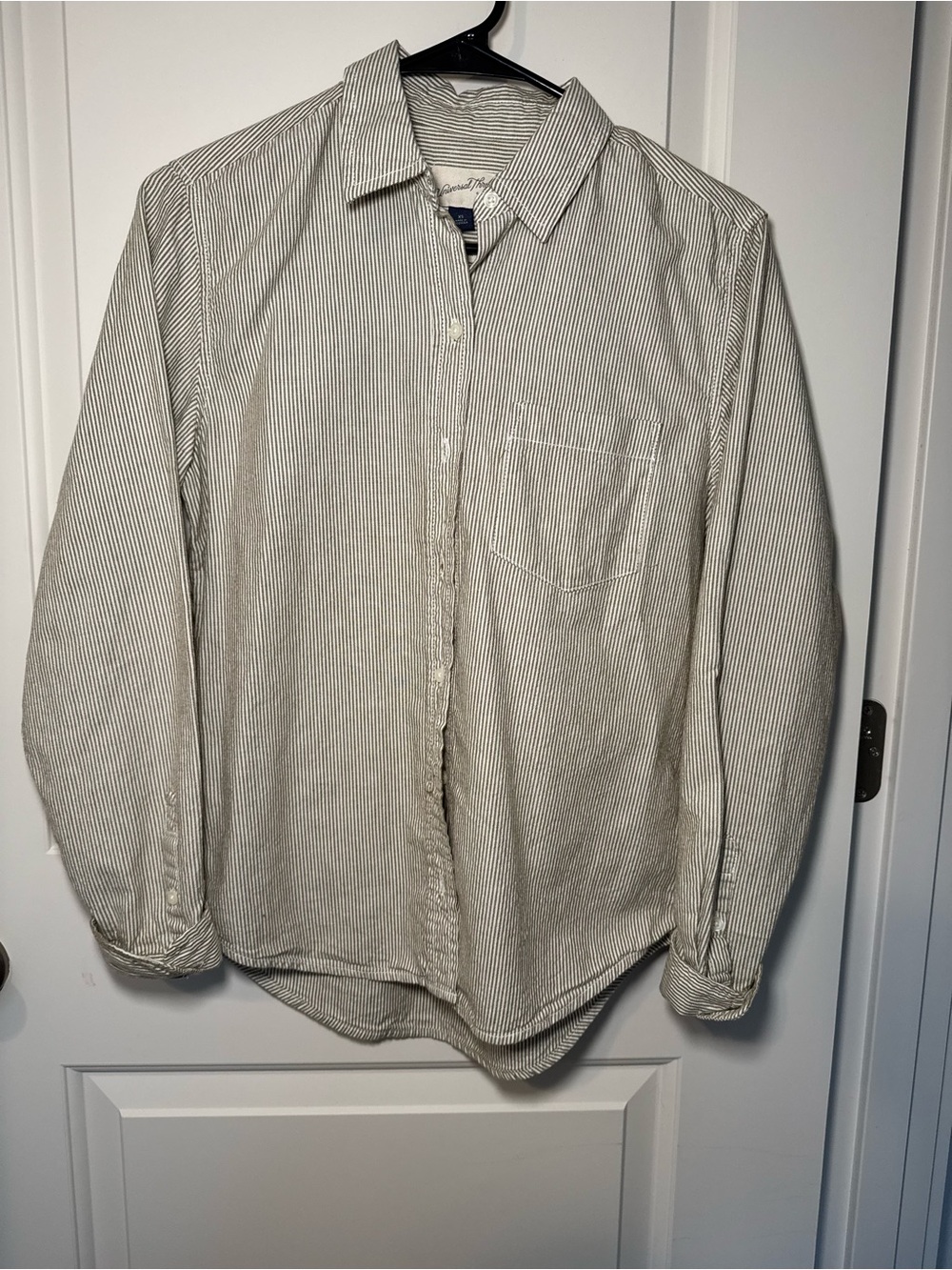 Target Women's Thin Black & White Striped Button-Down Shirt